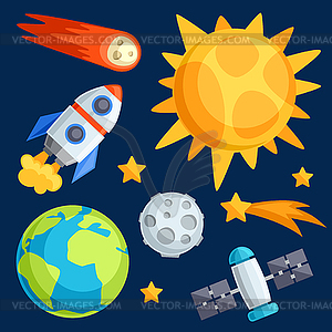 Solar system, planets and celestial bodies - vector clipart