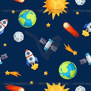 Seamless pattern of solar system, planets and - royalty-free vector image
