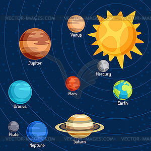 Cosmic with planets of solar system - vector clip art