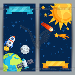 Vertical banners with solar system and planets - vector clipart