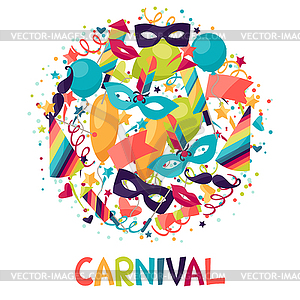 Celebration festive background with carnival icons - vector clip art