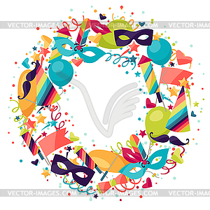 Celebration festive background with carnival icons - royalty-free vector clipart