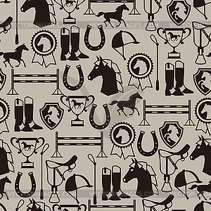 Seamless pattern with horse equipment in flat style - vector image