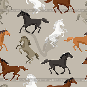 Seamless pattern with horse in flat style - vector clipart