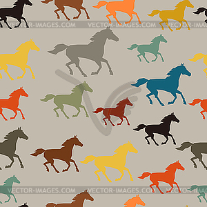 Seamless pattern with horse running in flat style - vector EPS clipart