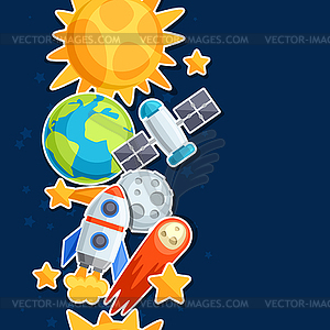 Seamless pattern of solar system, planets and - vector image