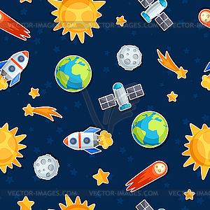 Seamless pattern of solar system, planets and - vector clipart