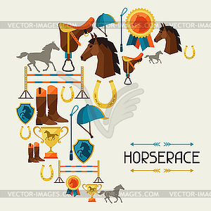 With horse equipment in flat style - vector clipart