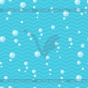 Water wave seamless pattern with air bubbles - vector EPS clipart