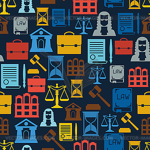 Law icons seamless pattern in flat design style - vector clip art