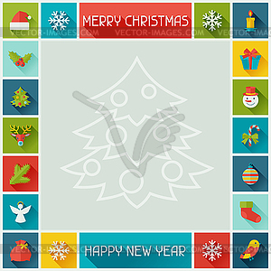 Merry Christmas and Happy New Year frame - color vector clipart