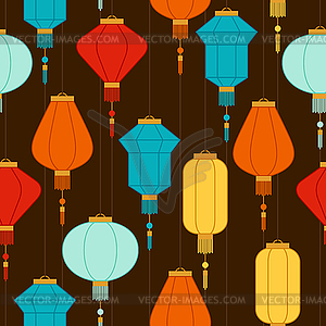 Chinese New Year seamless pattern with lanterns - vector clipart