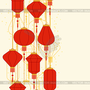 Chinese New Year seamless pattern with lanterns - color vector clipart