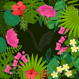 Фон из стилизованных тропических растений, листьев и - изображение в формате EPS