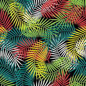 Seamless tropical pattern with stylized coconut pal - vector image