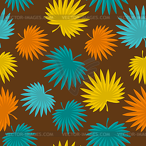 Seamless tropical pattern with stylized palm leaves - vector EPS clipart