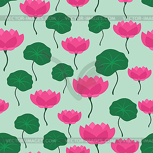 Seamless tropical pattern with stylized lotus - vector image
