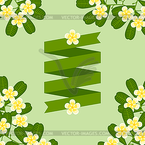 Tropical background with stylized plumeria flowers - vector clip art