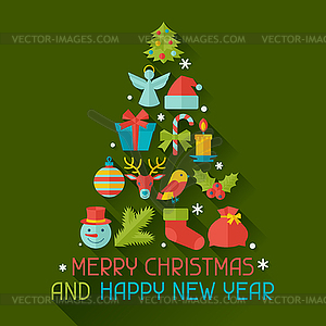 С Рождеством и Новым Годом пригласительный билет - векторизованное изображение клипарта
