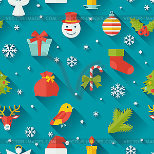 Merry Christmas and Happy New Year seamless pattern - vector clip art