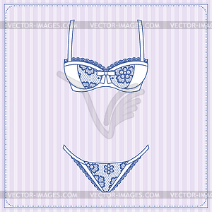 Fashion female lingerie with vintage lace ornament - vector clipart