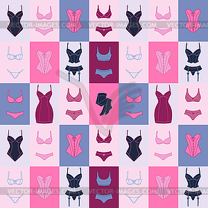 Fashion lingerie seamless pattern with female - vector image