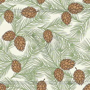 Winter seamless pattern with stylized pine branches - vector image