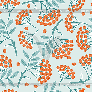 Winter seamless pattern with stylized rowan berries - vector clipart