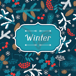 Merry Christmas background with stylized winter - vector clip art
