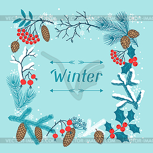 Merry Christmas background with stylized winter - vector clip art
