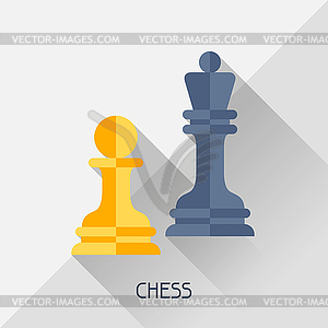 Game with chess in flat design style - vector image