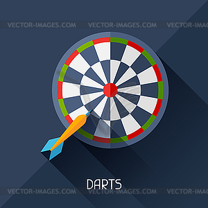 Game with darts in flat design style - vector clipart