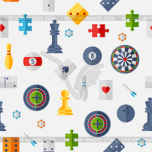 Seamless pattern with game icons in flat design - vector clip art
