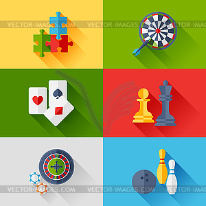 Set of game icons in flat design style - vector image