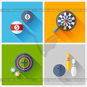 Set of game icons in flat design style - vector clipart