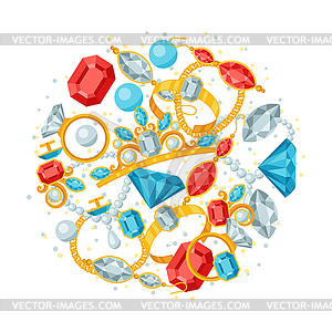 Set of beautiful jewelry and precious stones - vector clipart