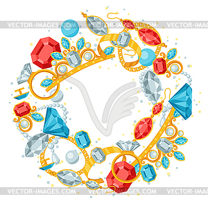 Set of beautiful jewelry and precious stones - vector clip art