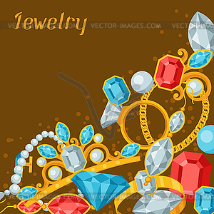 Set of beautiful jewelry and precious stones - color vector clipart