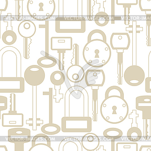 Seamless pattern with locks and keys icons - stock vector clipart