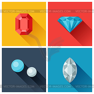 Beautiful jewelry precious stones in flat design - royalty-free vector image