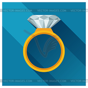 Ring with brilliant in flat design style - vector clipart