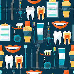 Medical seamless pattern with dental equipment icons - vector clipart