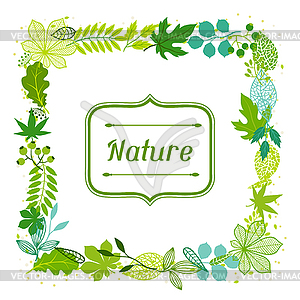 Background of stylized green leaves - vector clipart