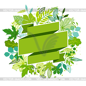 Background of stylized green leaves - vector clip art