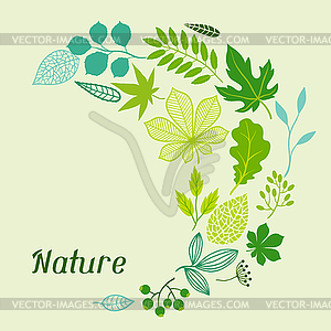Background of stylized green leaves - vector image