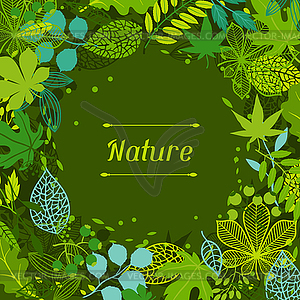 Background of stylized green leaves - vector clip art