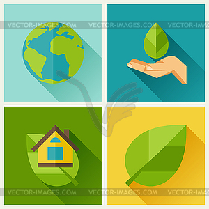 Экология набор окружающей среды и загрязнения иконок - векторное изображение