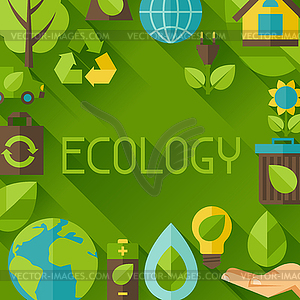 Ecology background with environment icons - vector clip art