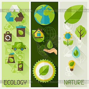 Ecology banners with environment icons - vector clipart