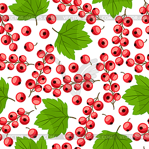Seamless nature pattern with red currants - vector image